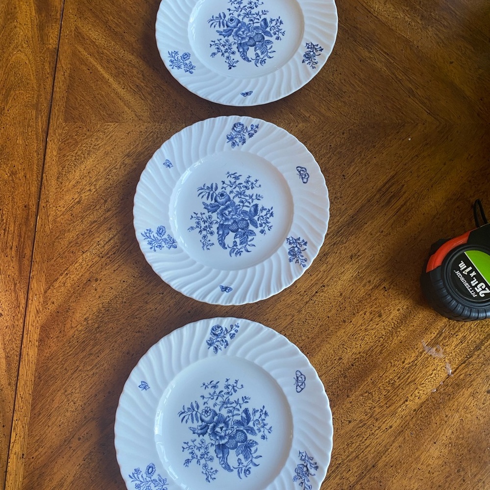 3 Royal Worcester Blue Sprays 8”Plates